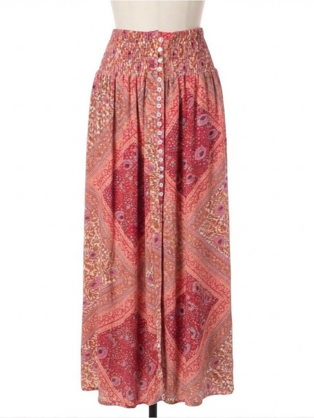 Christian Siriano New York pink paisley mixed-print maxi skirt xl - Picture 3 of 12
